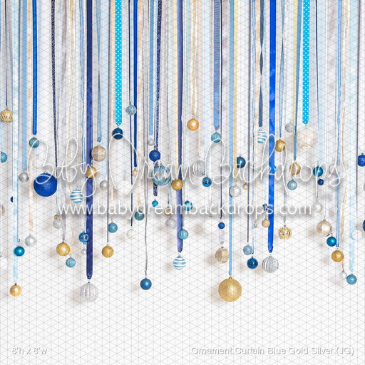 Ornament Curtain Blue Gold Silver (JG)