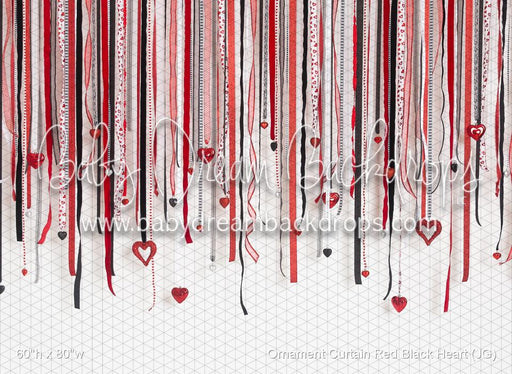 Ornament Curtain Red Black Heart (JG)