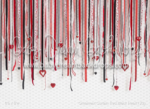 Ornament Curtain Red Black Heart (JG)