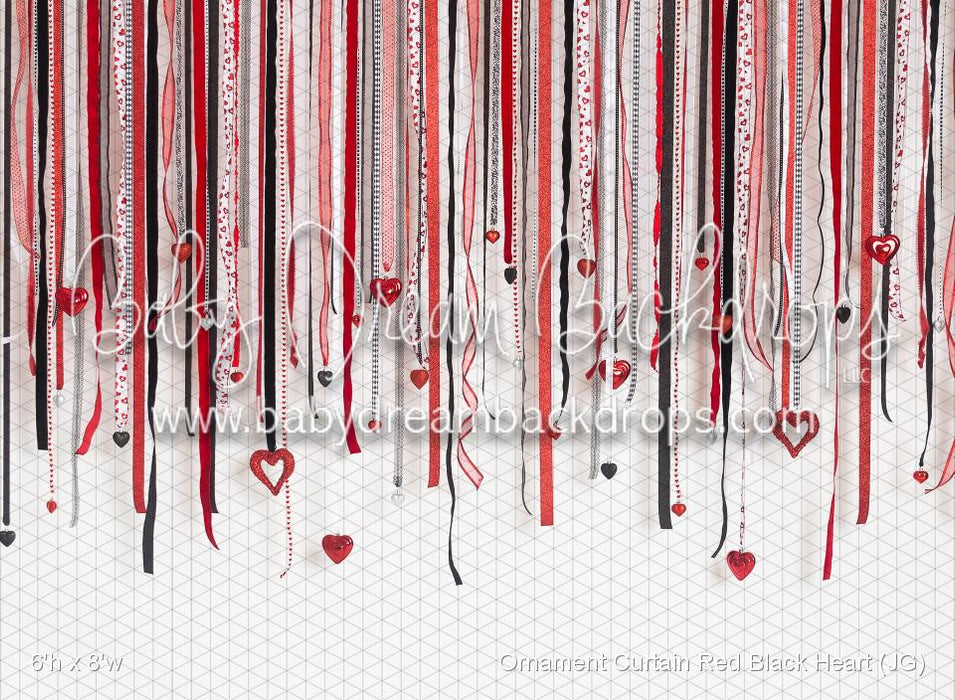 Ornament Curtain Red Black Heart (JG)