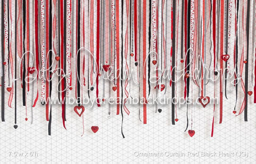Ornament Curtain Red Black Heart (JG)