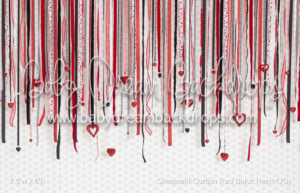 Ornament Curtain Red Black Heart (JG)