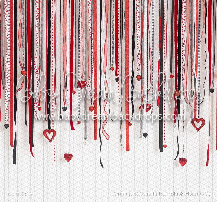Ornament Curtain Red Black Heart (JG)