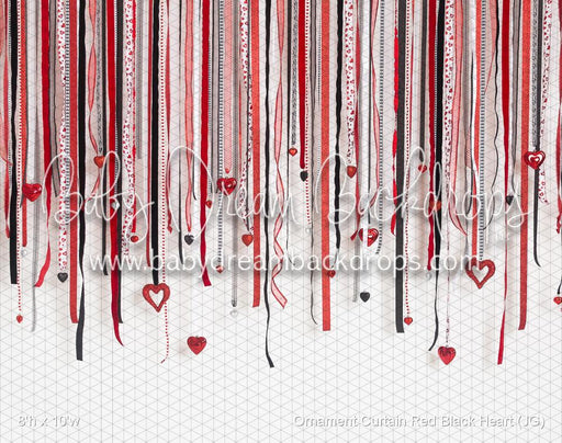 Ornament Curtain Red Black Heart (JG)
