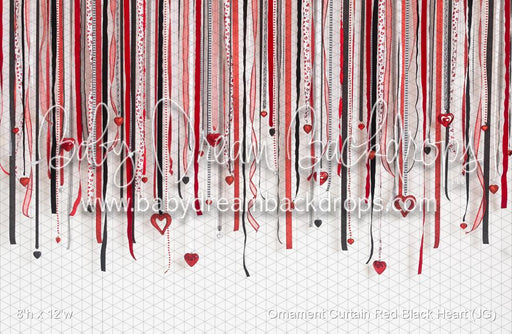 Ornament Curtain Red Black Heart (JG)