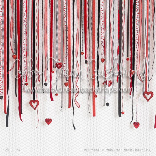 Ornament Curtain Red Black Heart (JG)