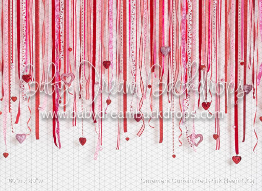 Ornament Curtain Red Pink Heart (JG)