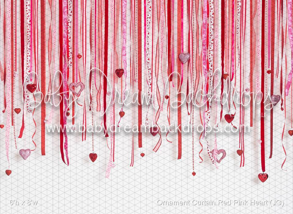 Ornament Curtain Red Pink Heart (JG)