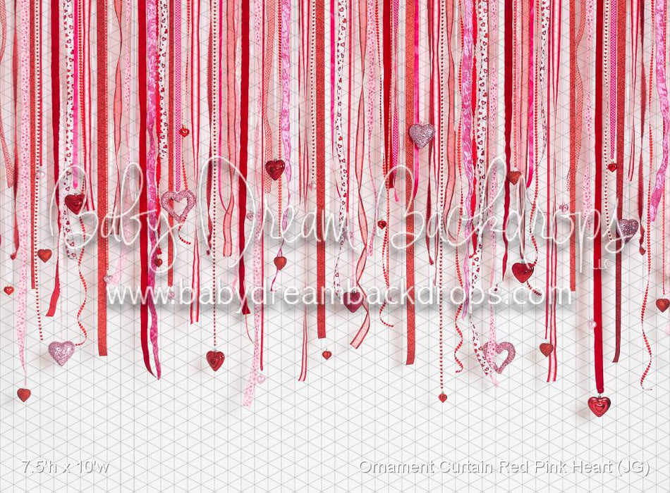 Ornament Curtain Red Pink Heart (JG)