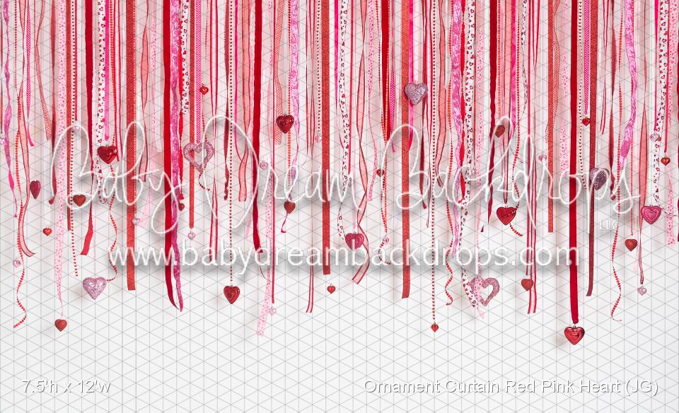Ornament Curtain Red Pink Heart (JG)