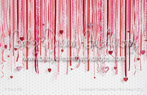 Ornament Curtain Red Pink Heart (JG)