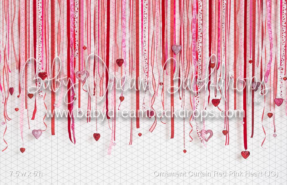 Ornament Curtain Red Pink Heart (JG)