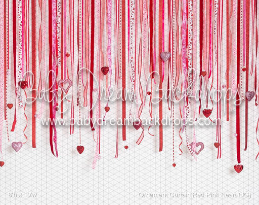 Ornament Curtain Red Pink Heart (JG)