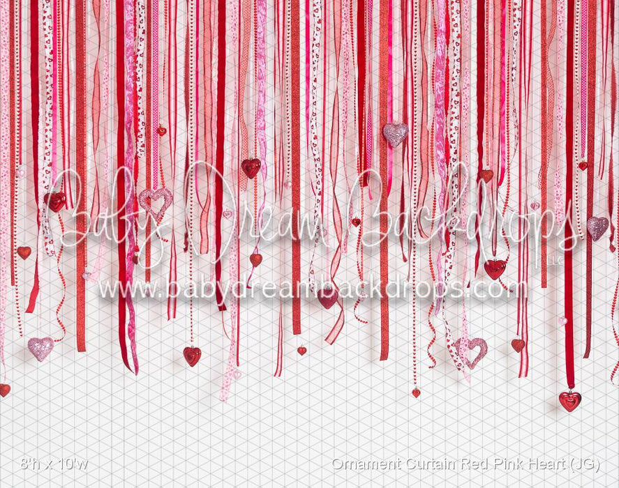 Ornament Curtain Red Pink Heart (JG)