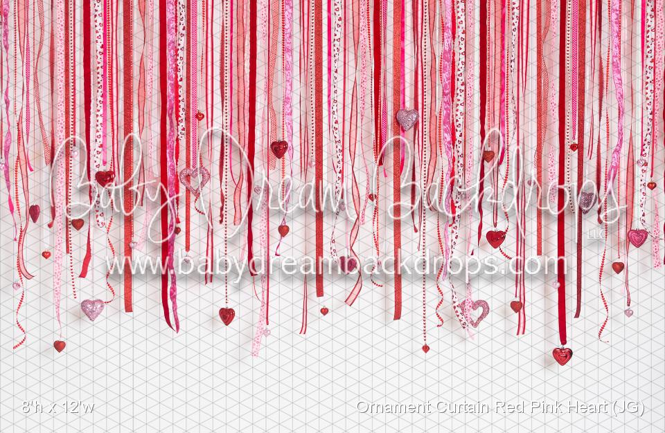 Ornament Curtain Red Pink Heart (JG)