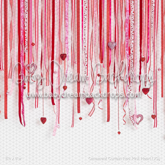 Ornament Curtain Red Pink Heart (JG)
