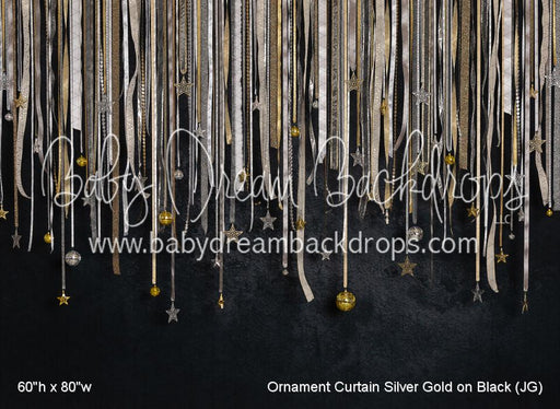 Ornament Curtain Silver Gold on Black (JG)