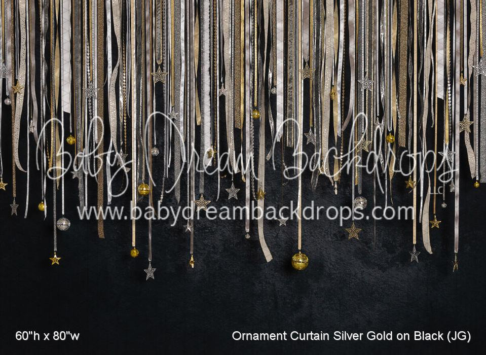 Ornament Curtain Silver Gold on Black (JG)