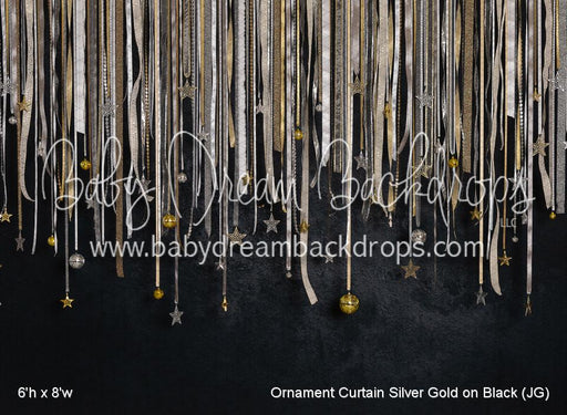 Ornament Curtain Silver Gold on Black (JG)