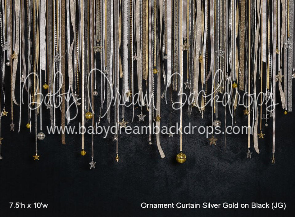 Ornament Curtain Silver Gold on Black (JG)