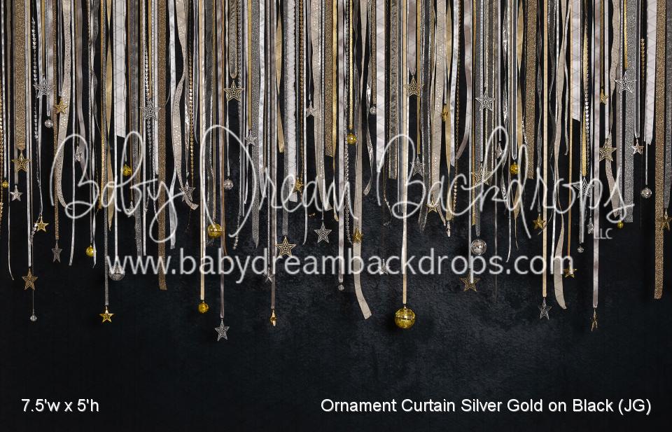 Ornament Curtain Silver Gold on Black (JG)