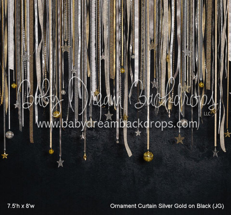 Ornament Curtain Silver Gold on Black (JG)