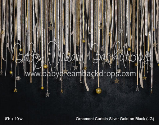 Ornament Curtain Silver Gold on Black (JG)