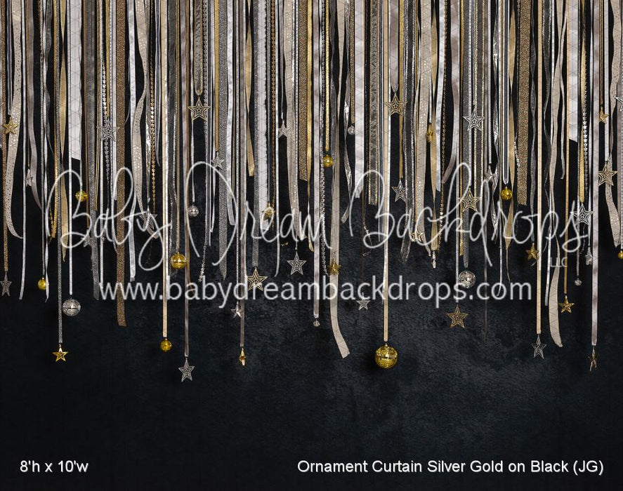 Ornament Curtain Silver Gold on Black (JG)