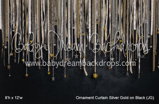 Ornament Curtain Silver Gold on Black (JG)