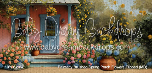 Painterly Brushed Spring Porch Flowers Flipped (MD)