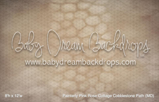 Painterly Pink Rose Cottage Cobblestone Path (MD)