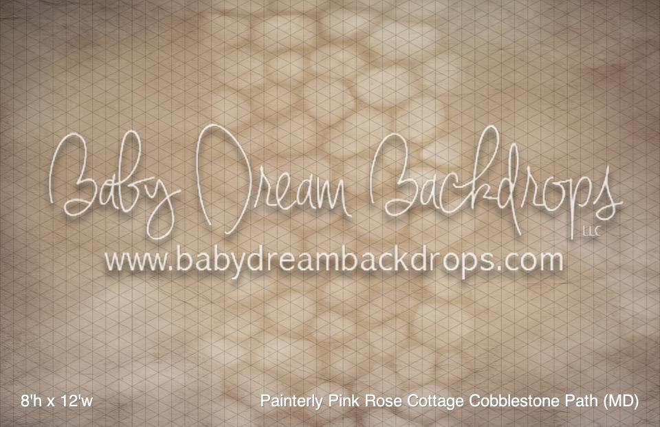 Painterly Pink Rose Cottage Cobblestone Path (MD)