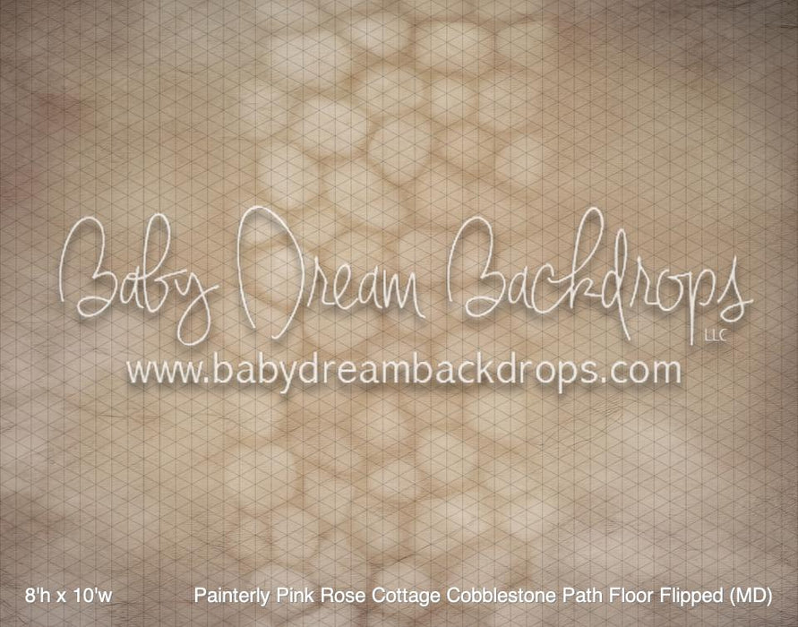 Painterly Pink Rose Cottage Cobblestone Path Floor Flipped (MD)