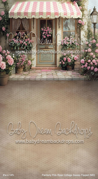X Drop Painterly Pink Rose Cottage Sweep Flipped (MD)