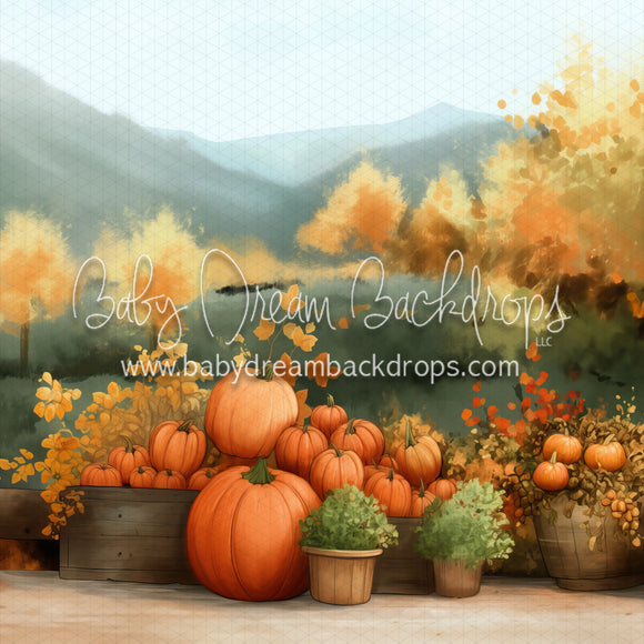 Painterly Pumpkins and Produce Side Wall (MD)