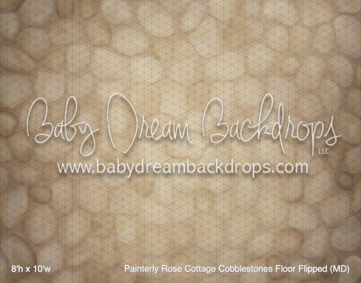 Painterly Rose Cottage Cobblestones Fabric Floor Flipped (MD)
