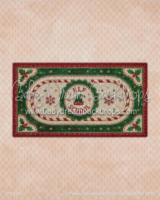 Pastel Concrete with Elf School Rug Fabric Floor (WM)
