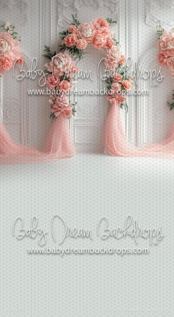 X Drop Peach Peonies Arch Sweep (VR)