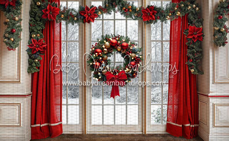 Poinsettia Kitchen Window (Archer Bottom) (JA)