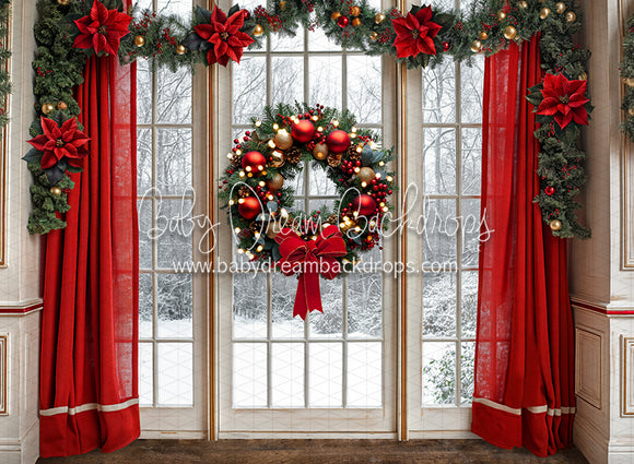 Poinsettia Kitchen Window (Archer Bottom) (JA)