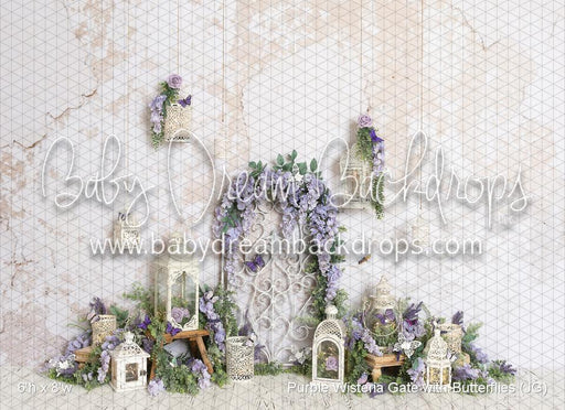 Purple Wisteria Gate with Butterflies (JG)