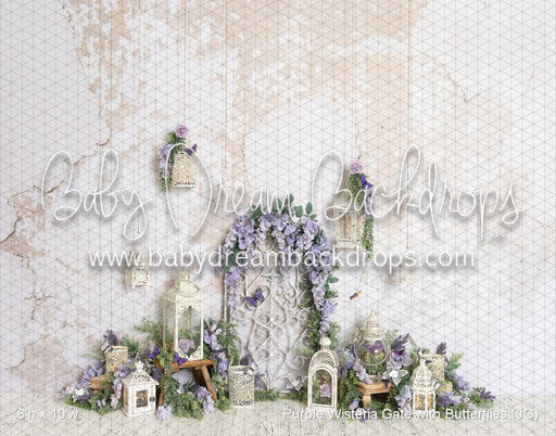 Purple Wisteria Gate with Butterflies (JG)