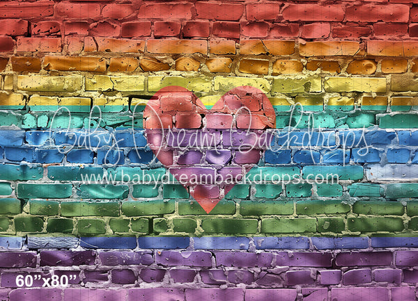 Rainbow Heart Brick Wall (WM)