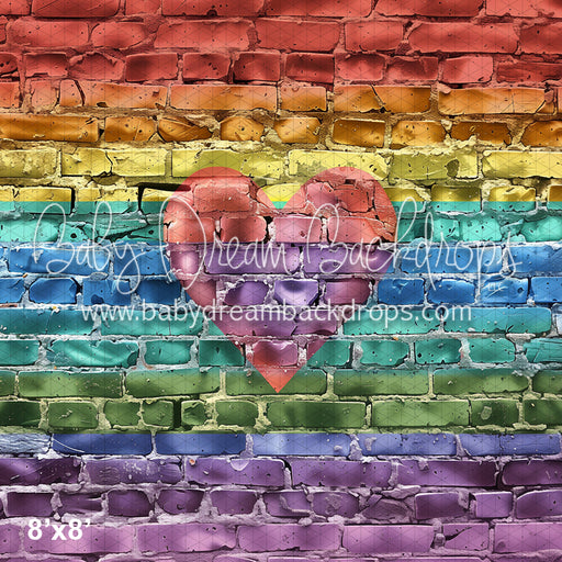 Rainbow Heart Brick Wall (WM)