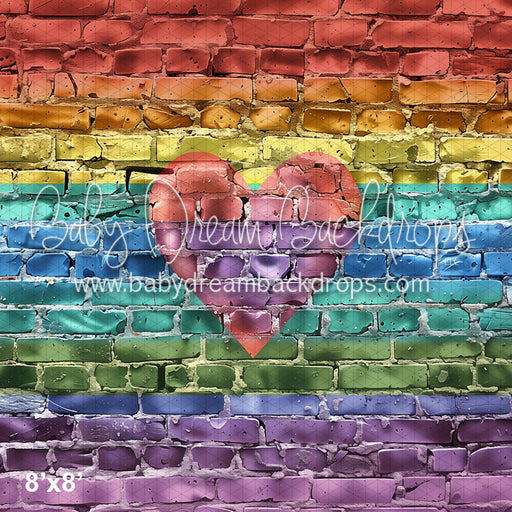 Rainbow Heart Brick Wall (WM)