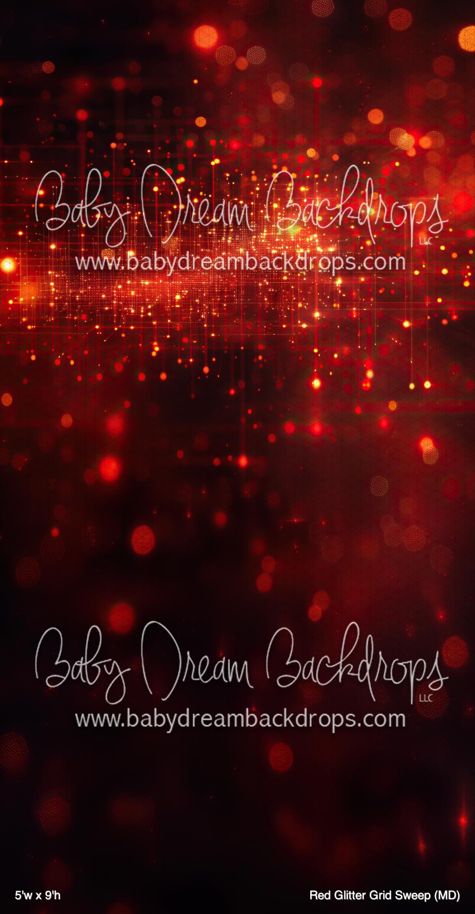 Red Glitter Grid Sweep (MD) — Baby Dream Backdrops