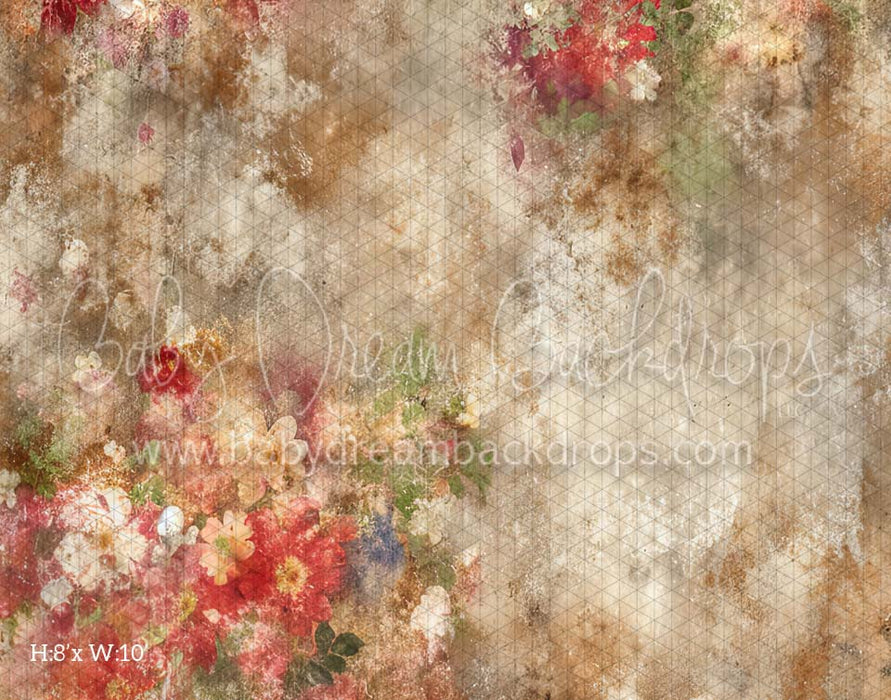 Red Grunge Florals Fabric Floor (CM)