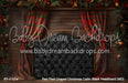 Red Plaid Draped Christmas Cabin Black Headboard (MD)