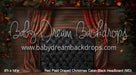 Red Plaid Draped Christmas Cabin Black Headboard (MD)