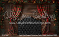 Red Plaid Draped Christmas Cabin Black Headboard (MD)